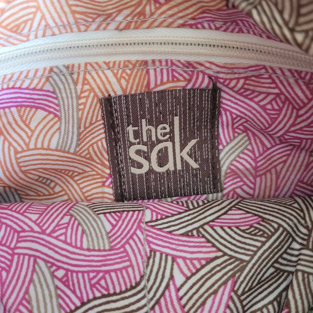 The Sak Cream and Brown Crossbody Bag Purse Leather